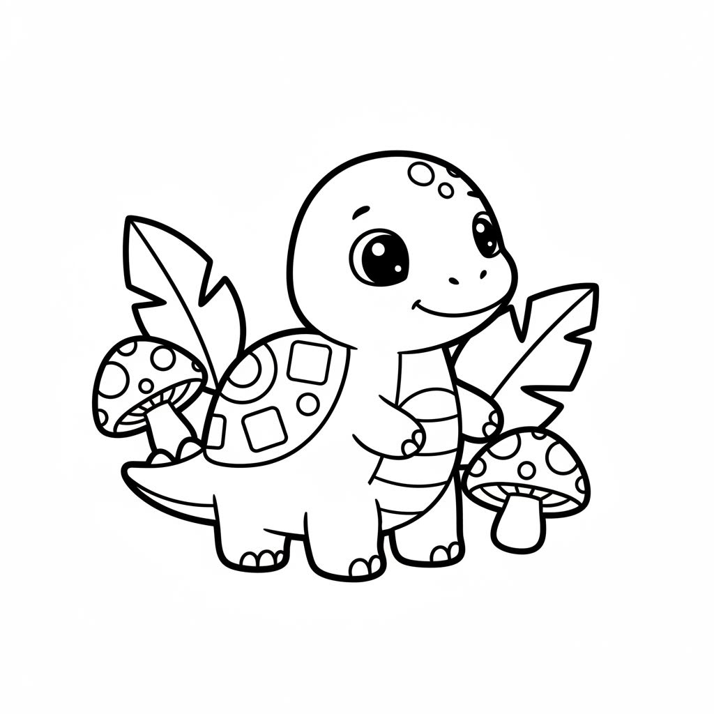 cute baby dinosaur coloring page
simple thick lines
for kids 3-6
white background
black outline