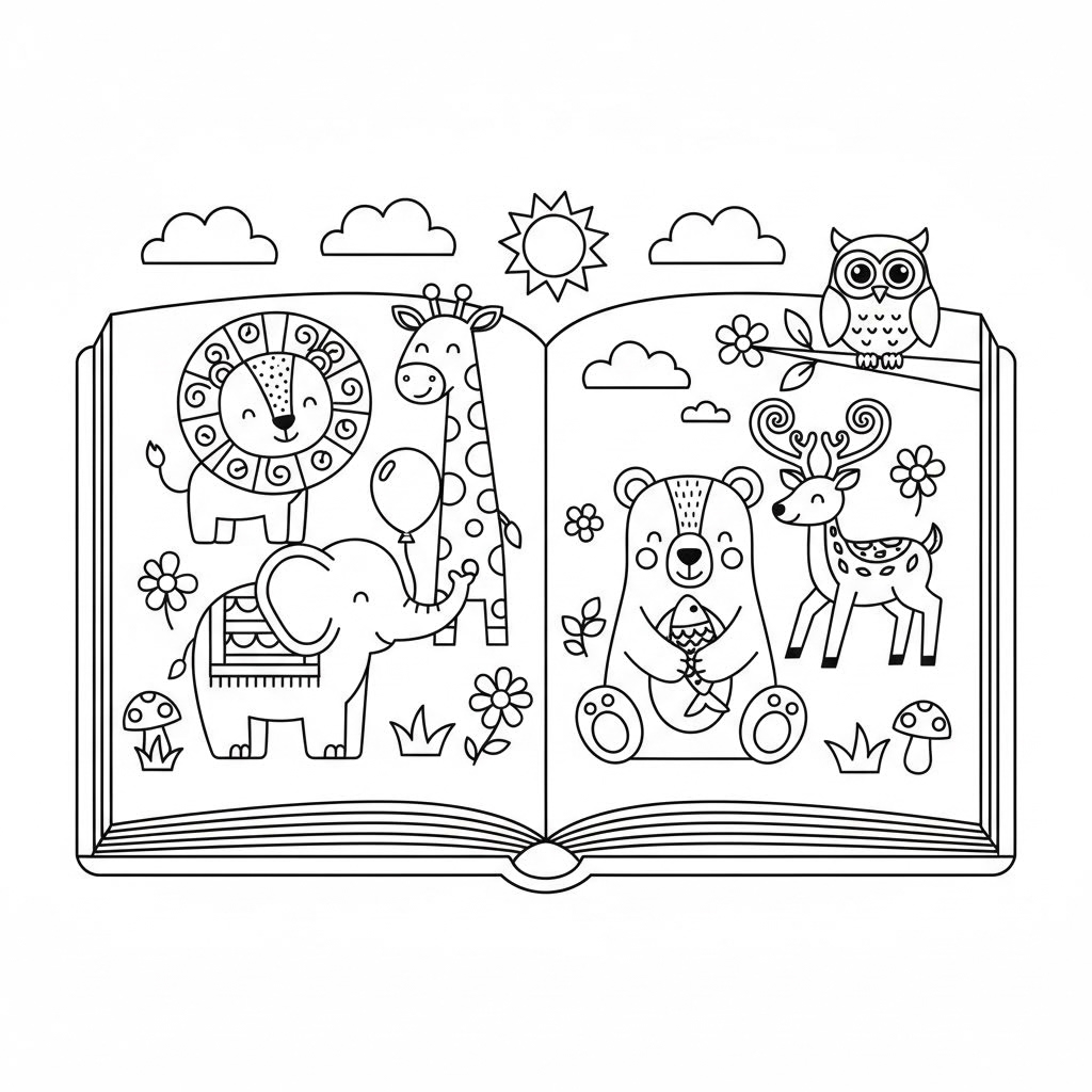 coloring book with animals