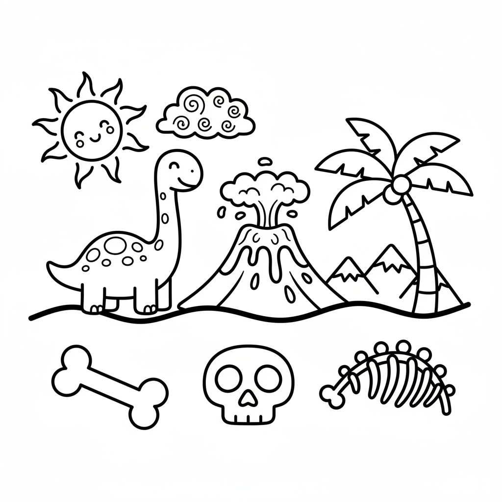 The Picture: A simple wavy line across the middle of the page (oriented landscape) to represent the ground. Below the line, draw simple outlines of a few "bones" (a long bone, a skull shape, a rib). Above the line, draw some grass.