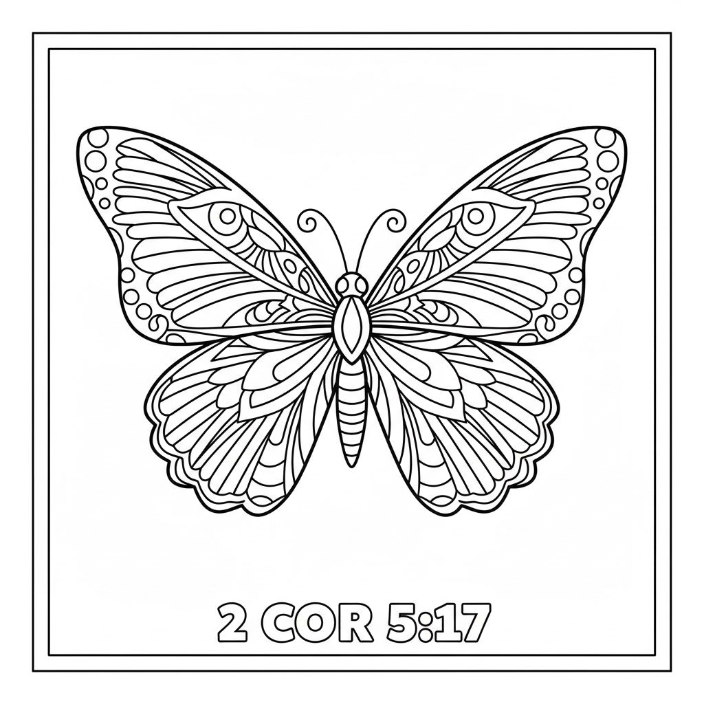 butterfly for 24 year old 
with "2 cor 5:17" somewhere, maybe the bottom of the page