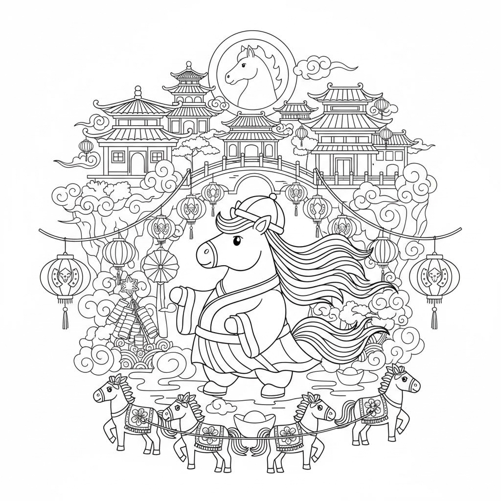 generate horse city chinese new year theme