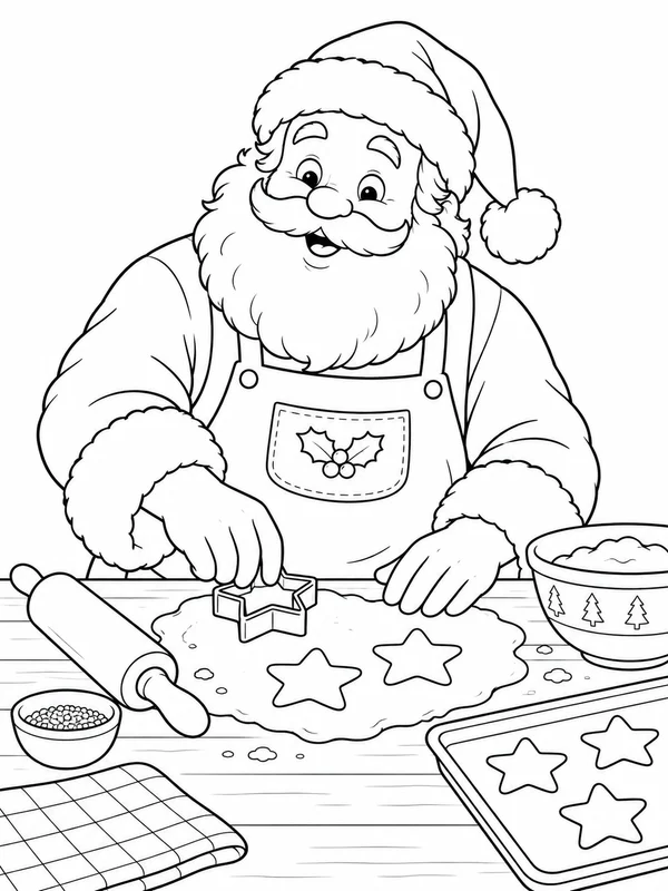 Escena de Navidad para colorear en blanco y negro listo para imprimir