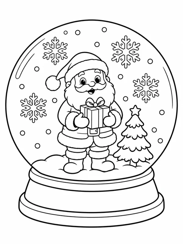 Escena de Navidad para colorear en blanco y negro listo para imprimir