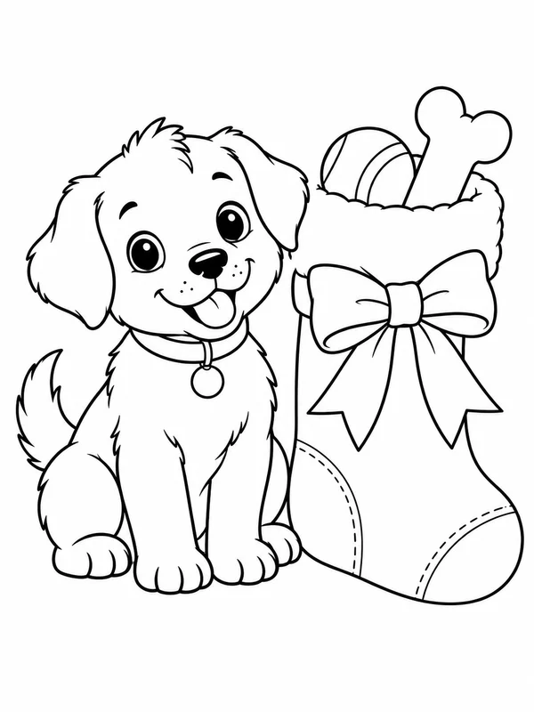 Escena de Navidad para colorear en blanco y negro listo para imprimir