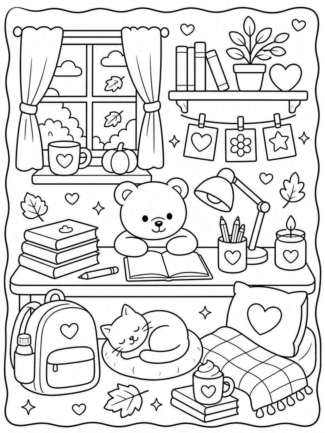 Aesthetic printable coloring page printable line art