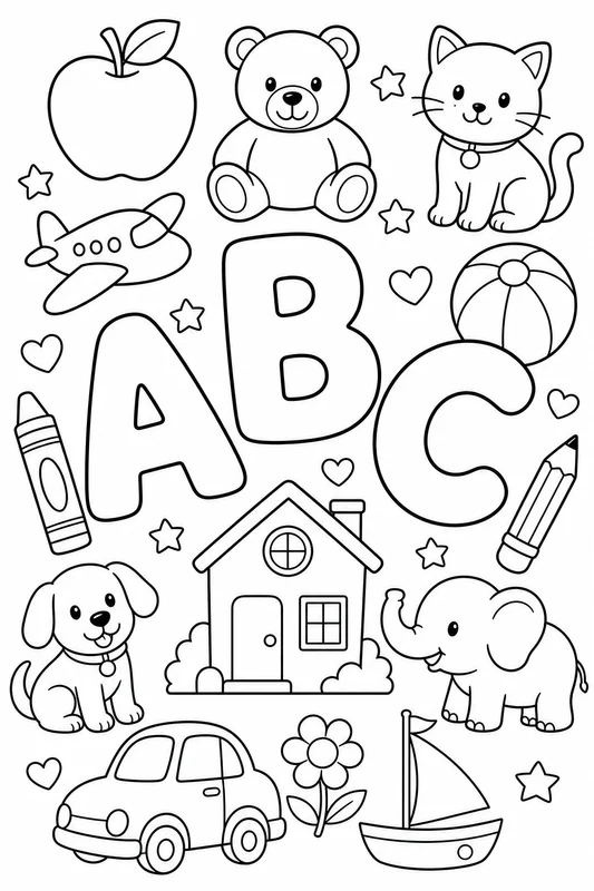 Cute alphabet coloring worksheets printable line art