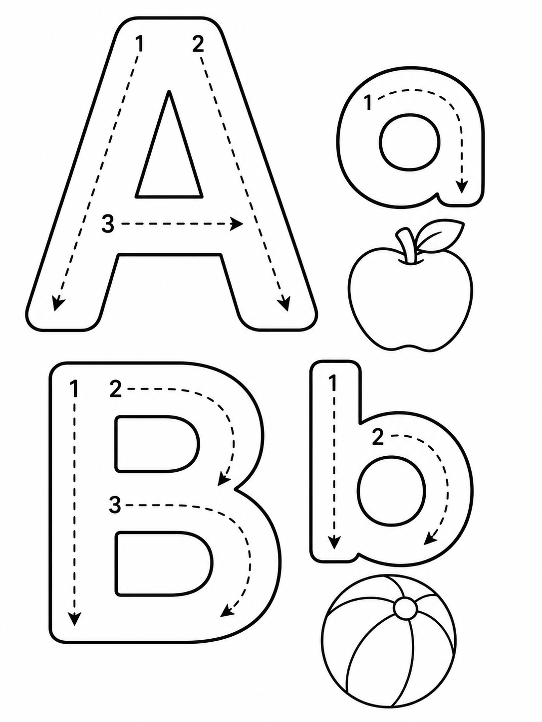 Uppercase and lowercase letter pairs coloring page printable line art