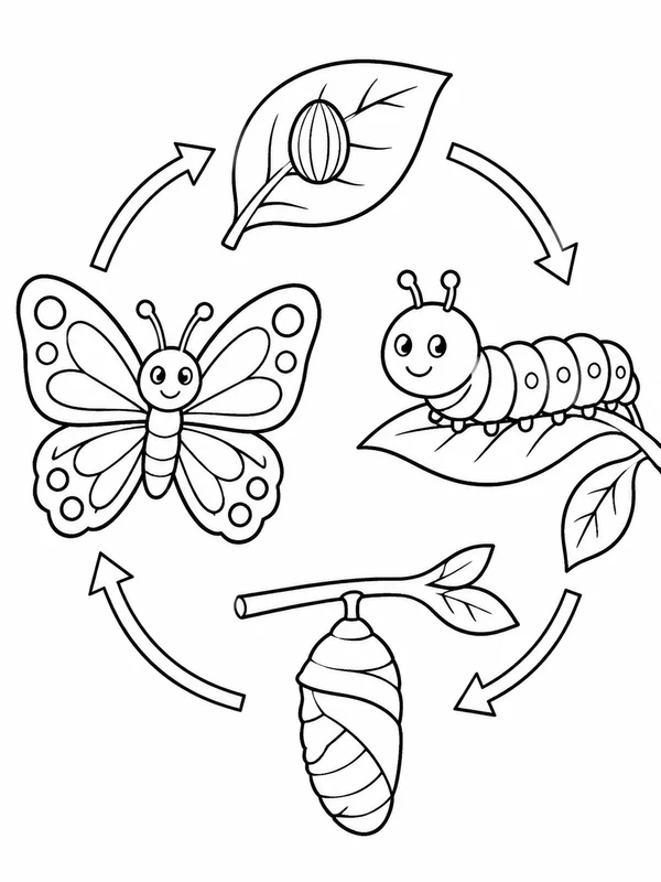 Dibujos de ciclos de vida de animales para colorear 12