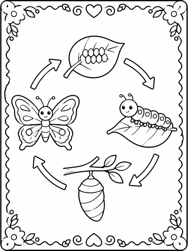 Dibujos de ciclos de vida de animales para colorear 8