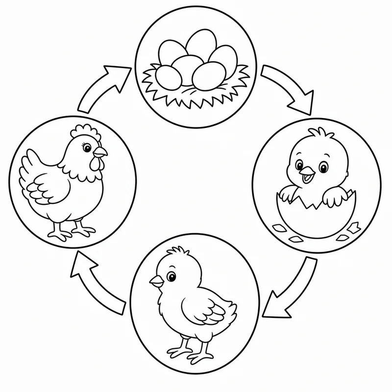 Dibujos de ciclos de vida de animales para colorear 7