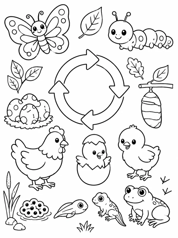 Dibujos de ciclos de vida de animales para colorear 5