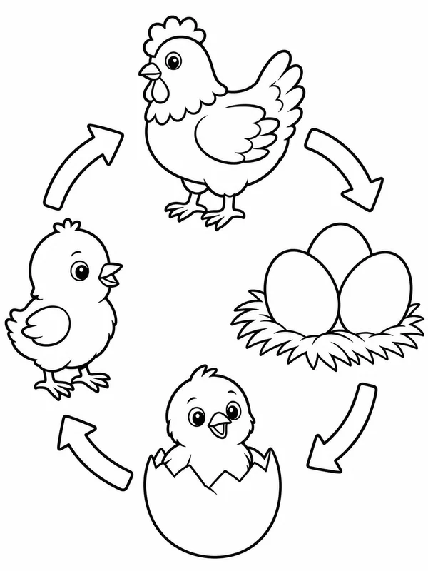 Dibujos de ciclos de vida de animales para colorear 2