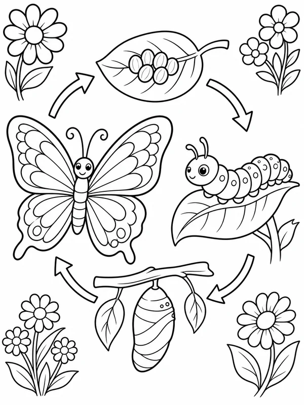 Dibujos de ciclos de vida de animales para colorear 1
