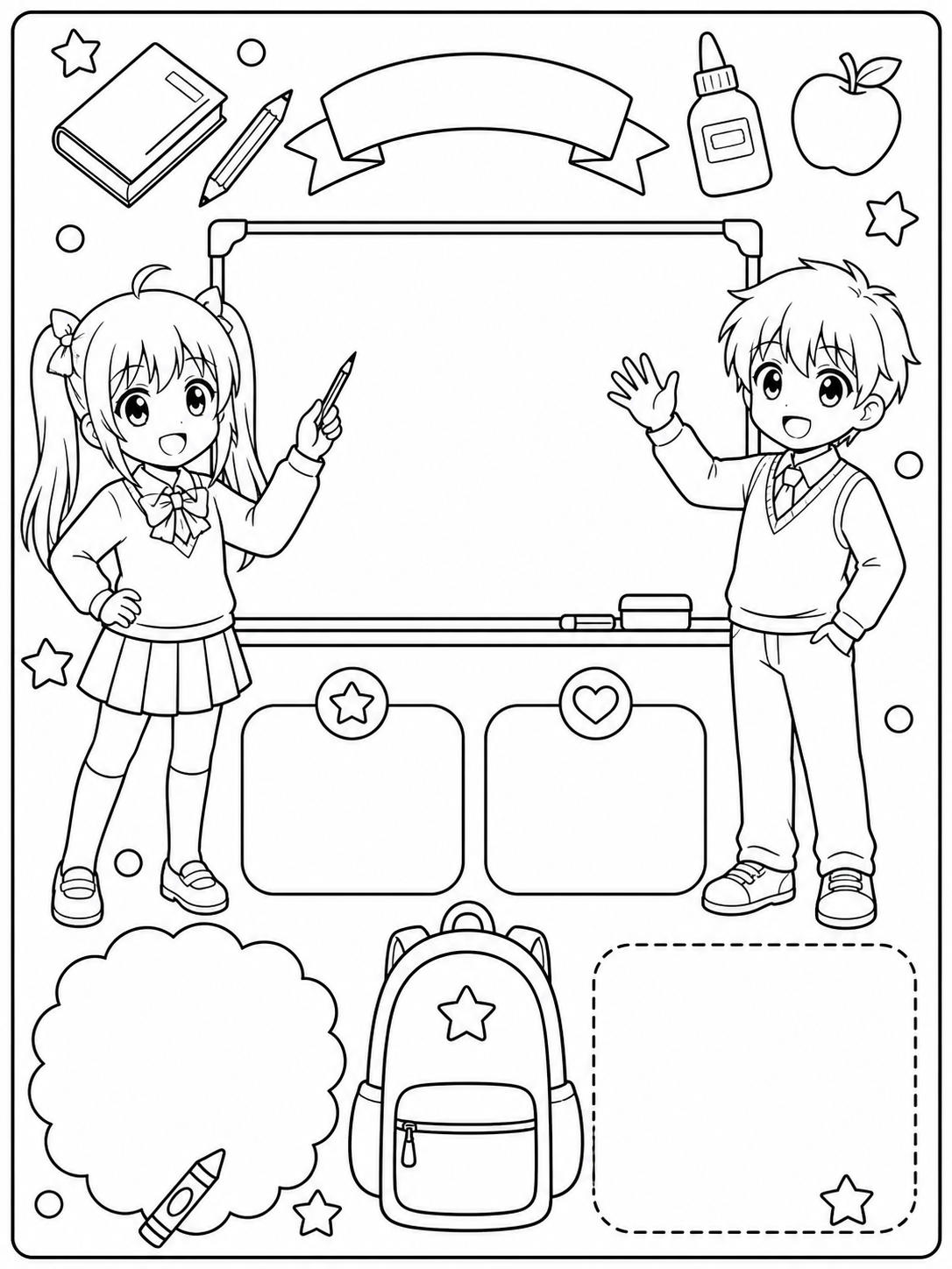 Anime printable coloring page printable line art
