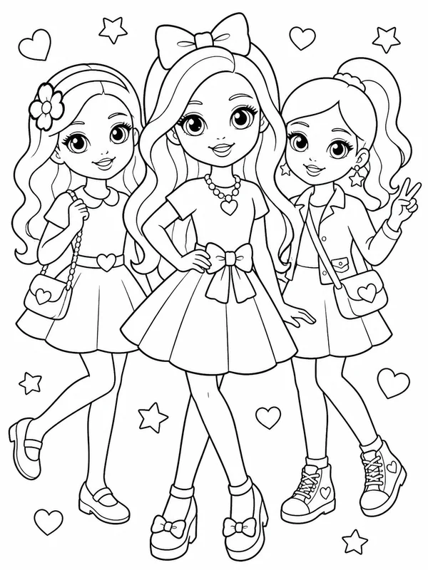 Barbie printable coloring page printable line art