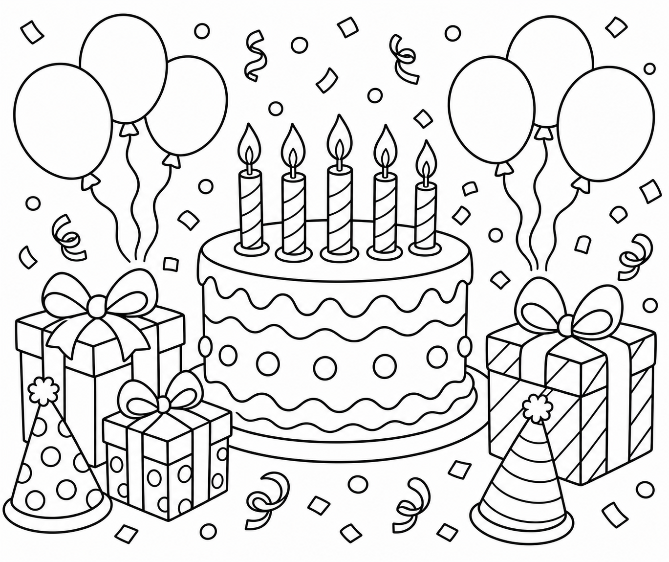 Birthday Cake and Balloons