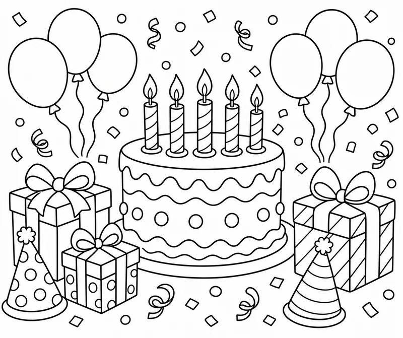 Dibujos de fiestas de cumpleaños para colorear 12