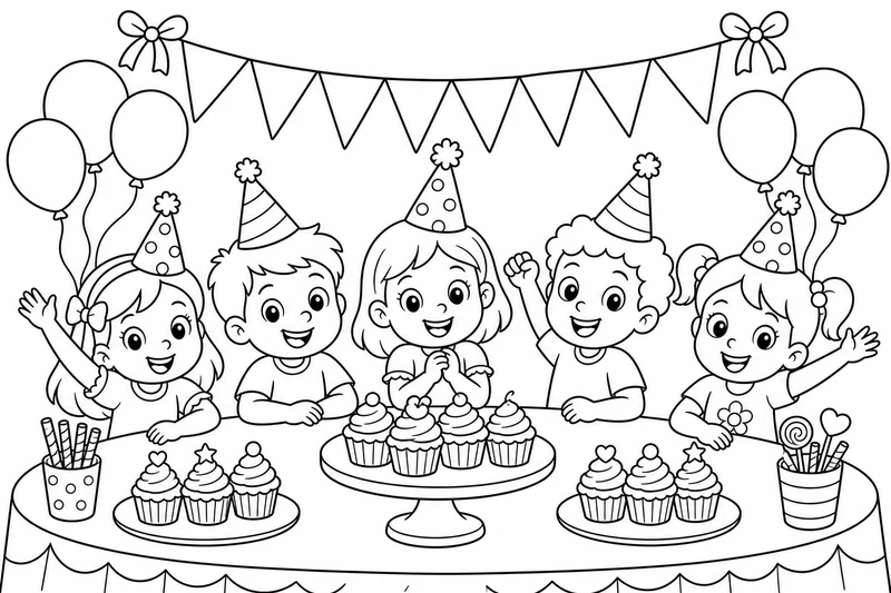 Dibujos de fiestas de cumpleaños para colorear 11