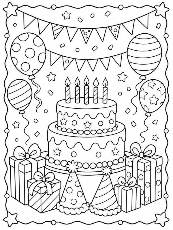 Dibujos de fiestas de cumpleaños para colorear 1