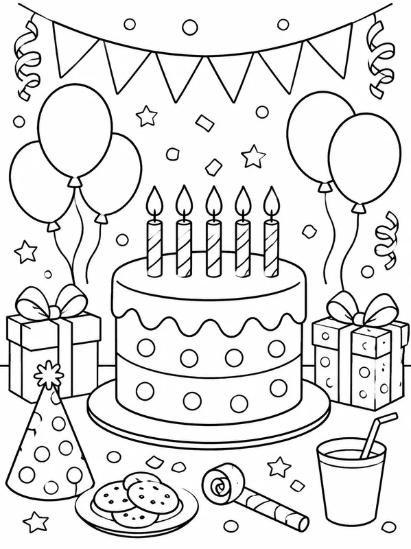 Dibujos de fiestas de cumpleaños para colorear 10