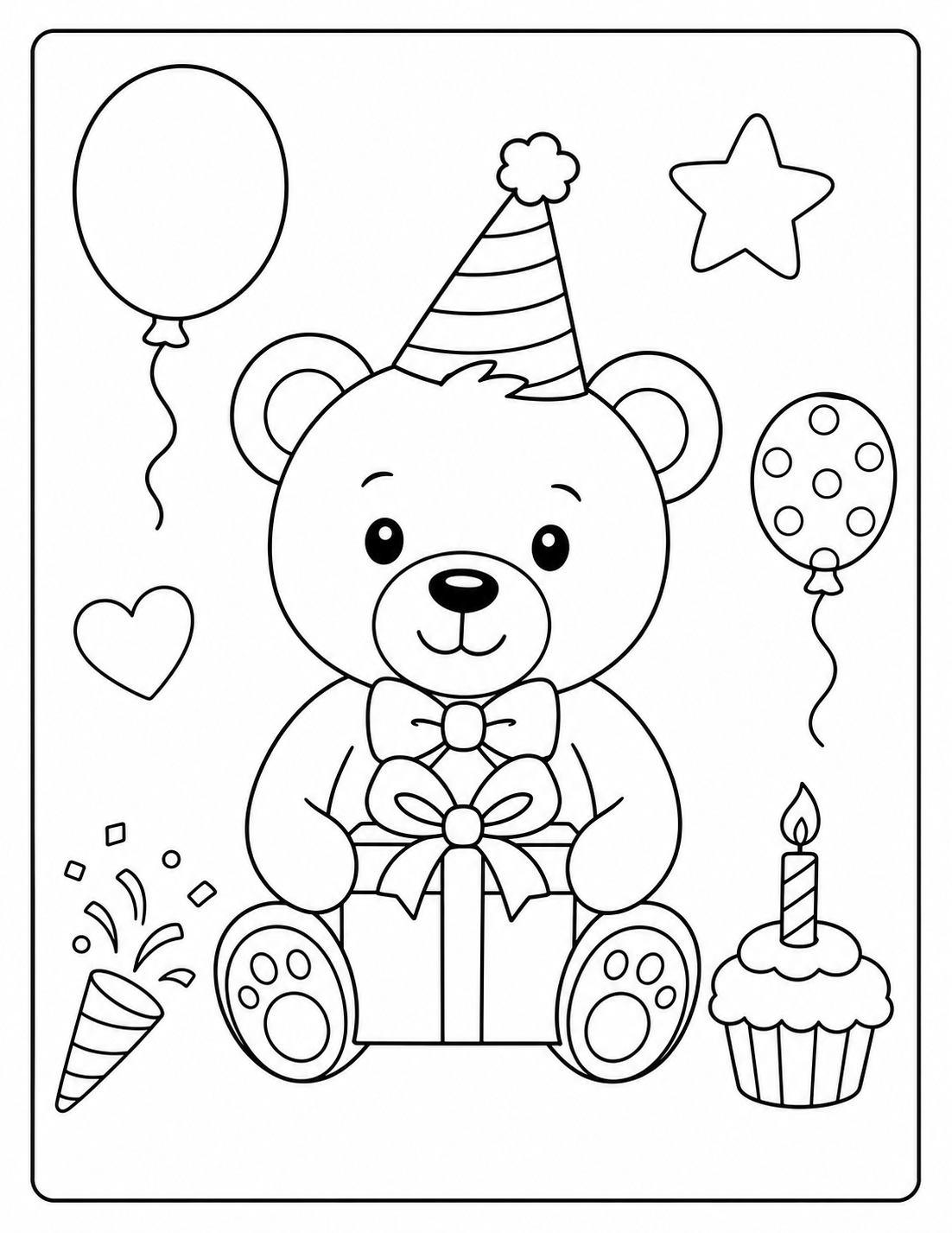 Clean birthday party coloring pages coloring sheet printable line art