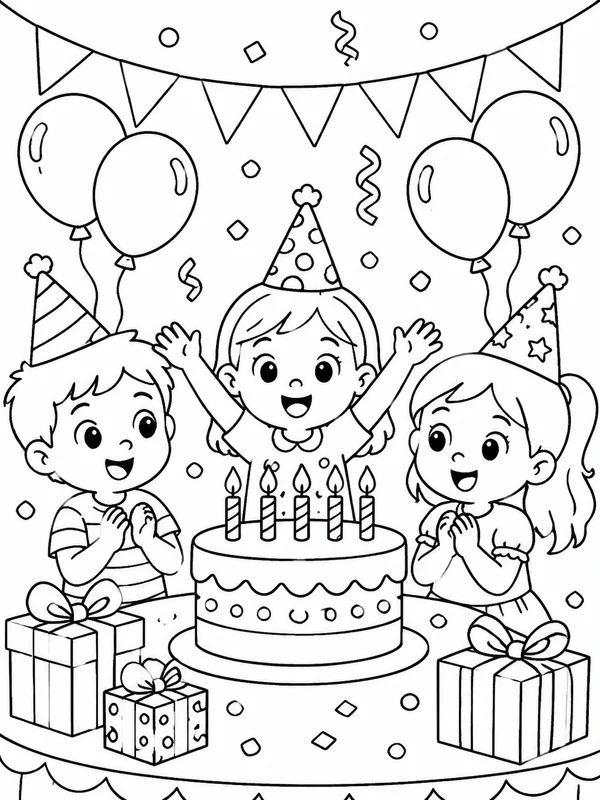 Dibujos de fiestas de cumpleaños para colorear 2
