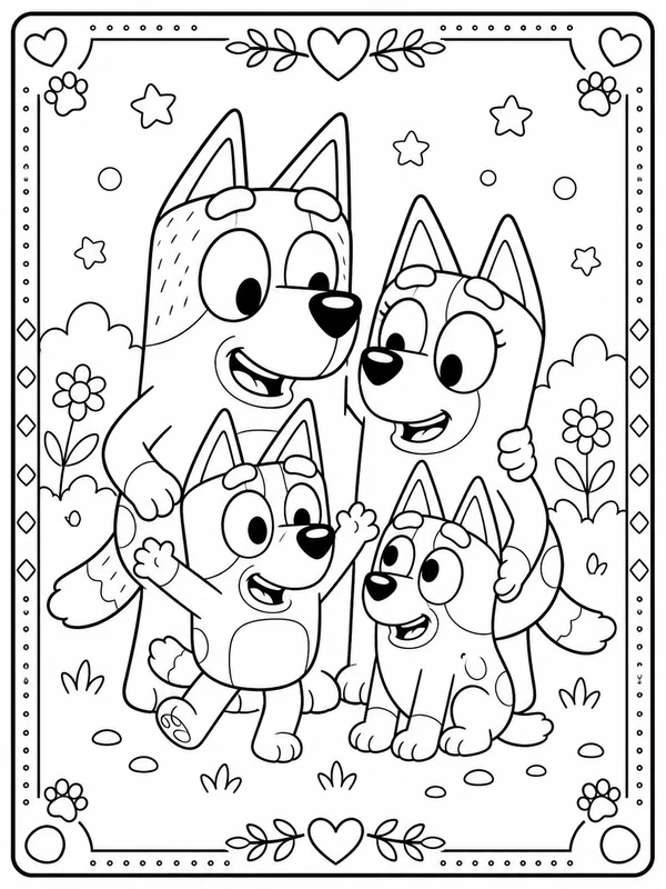 Printable a playful blue heeler puppy family sample printable line art