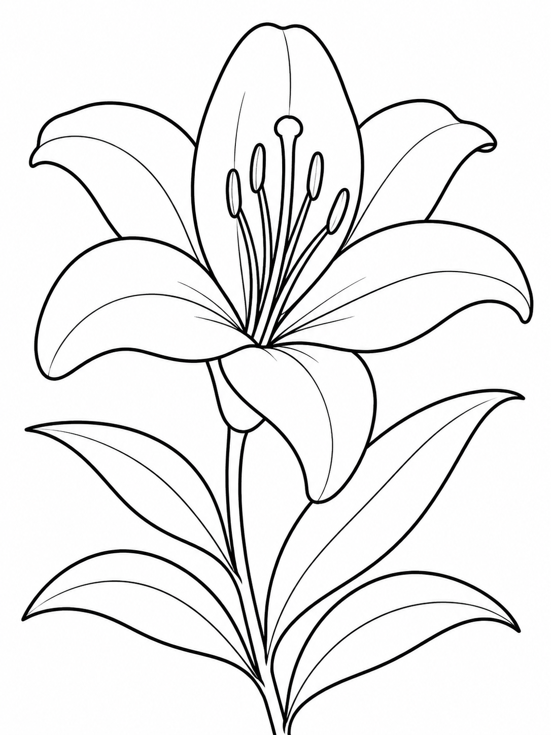 Escena de motivos botánicos para adultos para colorear en blanco y negro listo para imprimir