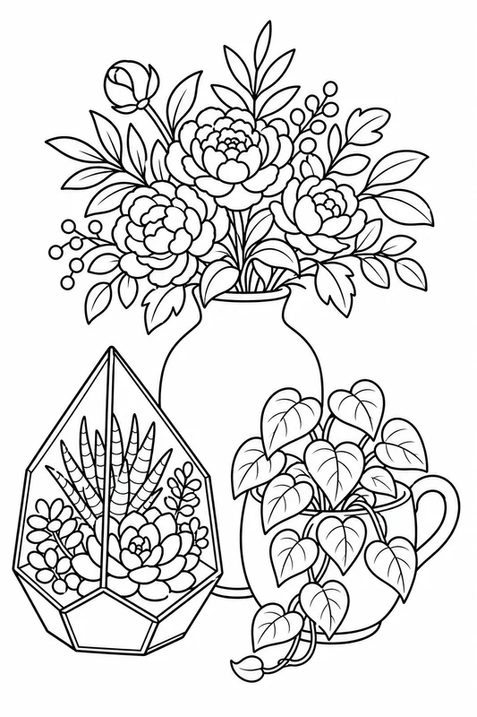 Dibujos botánicos para colorear para adultos 4