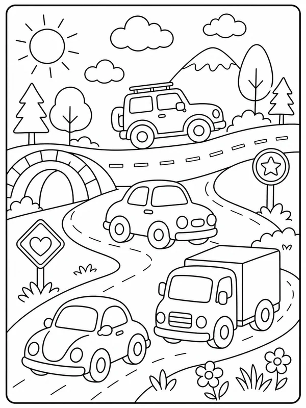 Car printable coloring page printable line art
