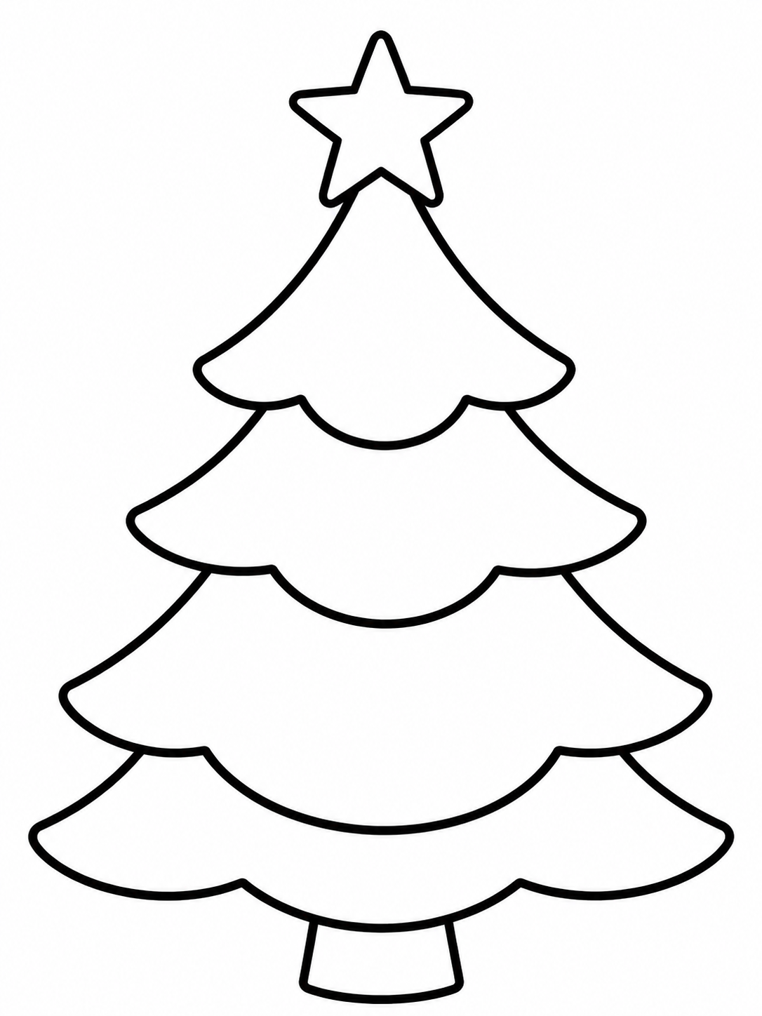 Simple Christmas tree coloring page printable line art