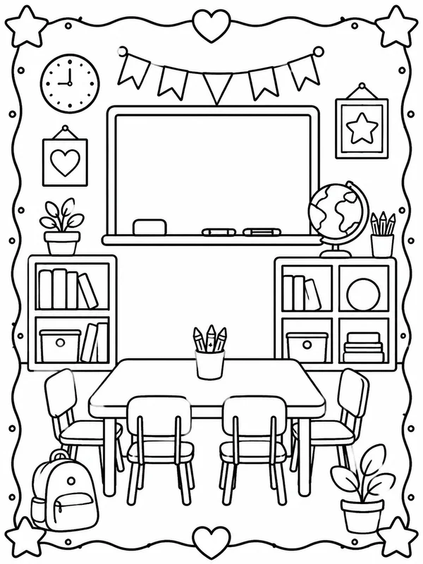 Printable classroom coloring pages sample printable line art
