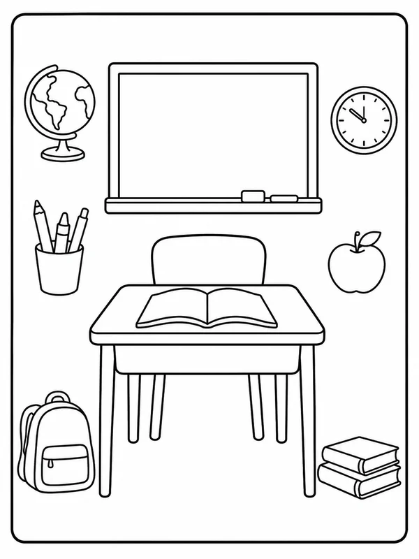 Clean classroom coloring pages coloring sheet printable line art