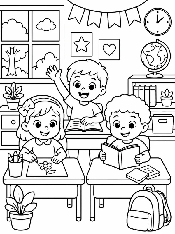 Classroom printable coloring page printable line art