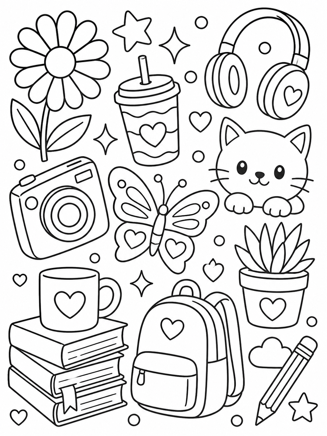 Cute coloring pages for teens printable line art