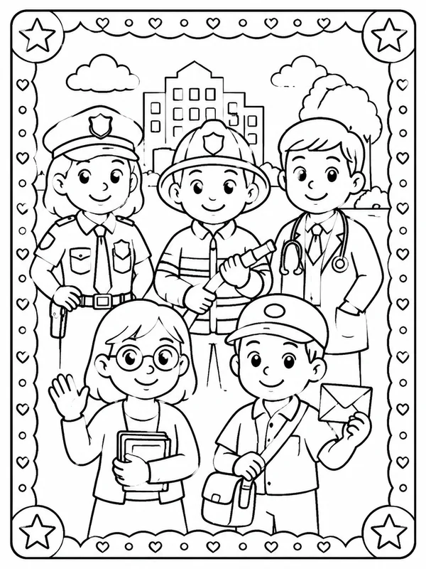 Dibujos de profesiones y comunidad para colorear 7