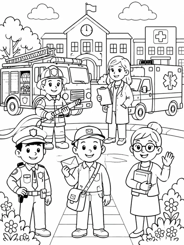 Dibujos de profesiones y comunidad para colorear 8