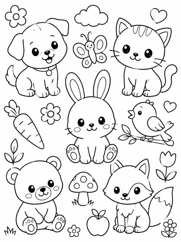 Dibujos de animales adorables para colorear 7