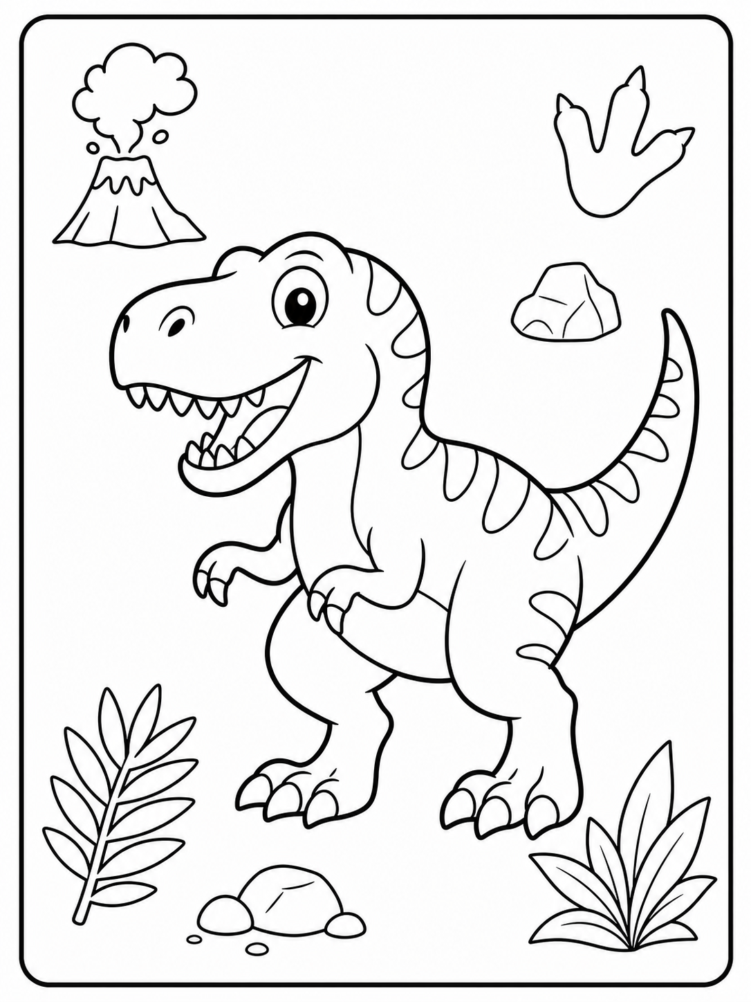 Clean dinosaur coloring sheet printable line art