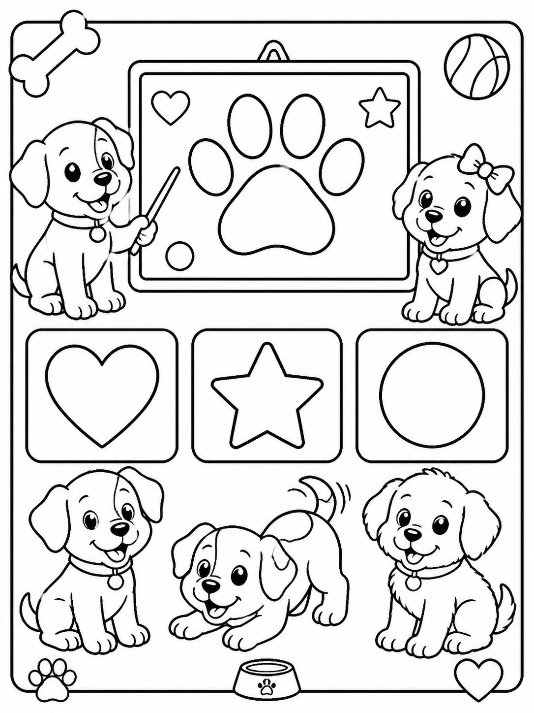 Dog printable coloring page printable line art