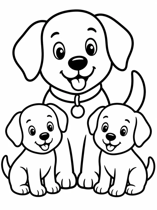 Dog Coloring Pages: preschool dogs and puppies page with extra-thick outlines, one friendly subject, and no tiny details