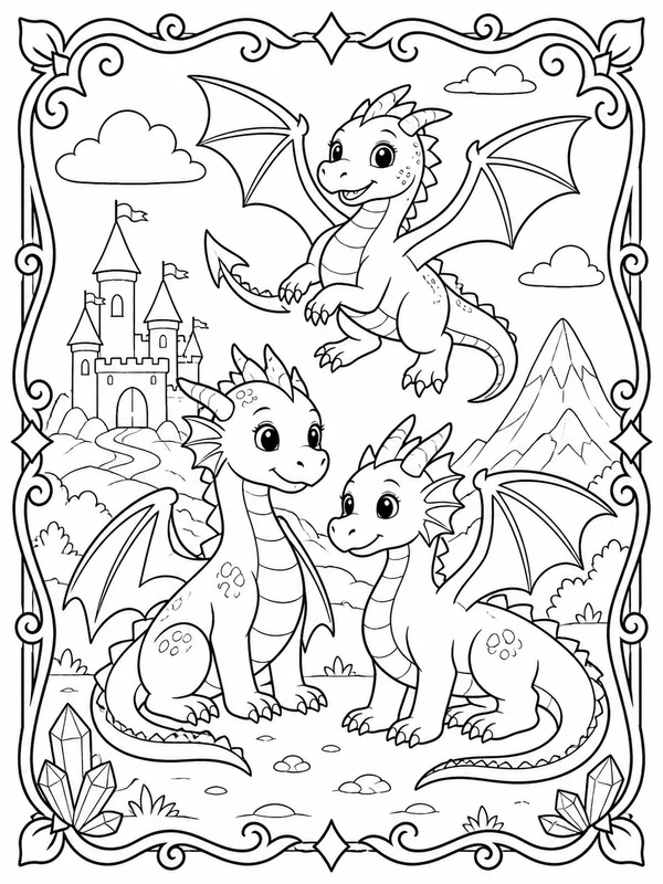Printable dragons sample printable line art