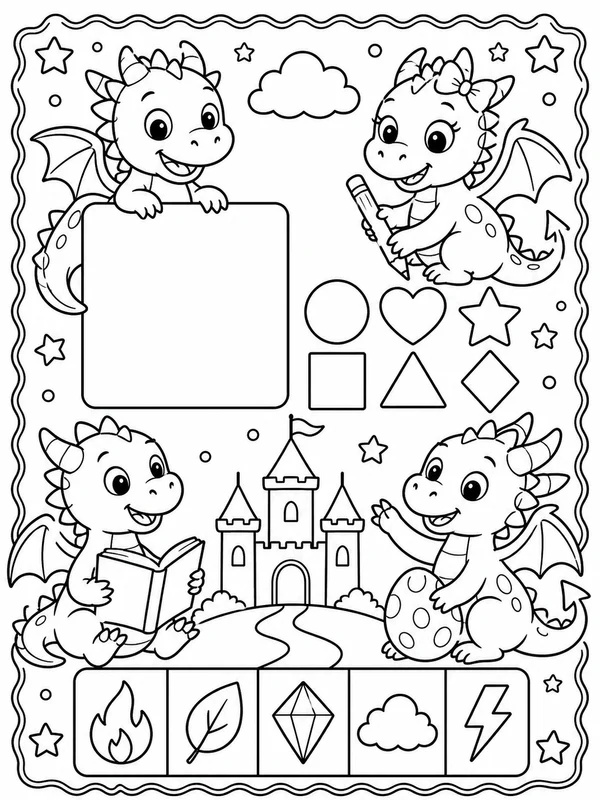 Dragon printable coloring page printable line art