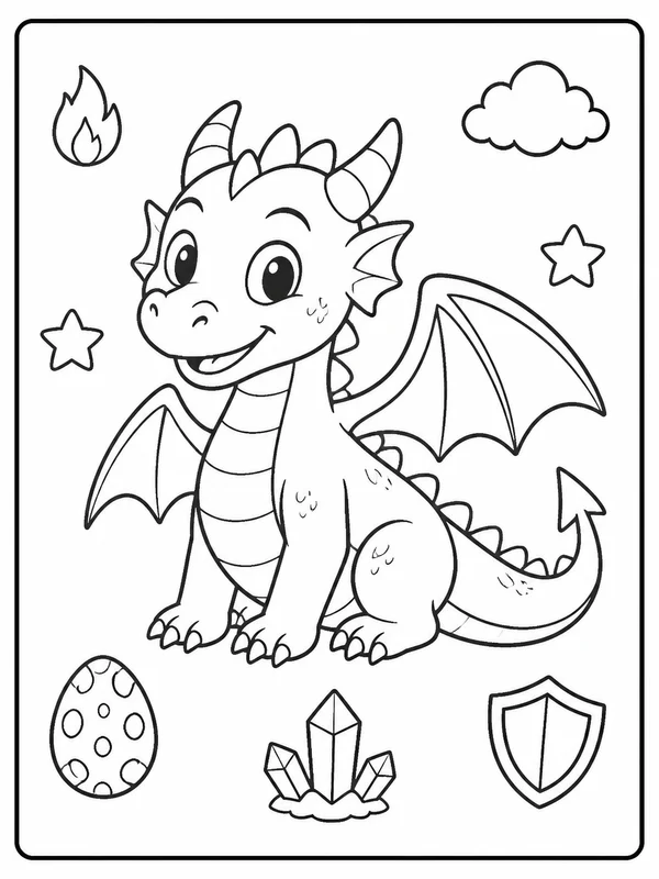 Clean dragons coloring sheet printable line art