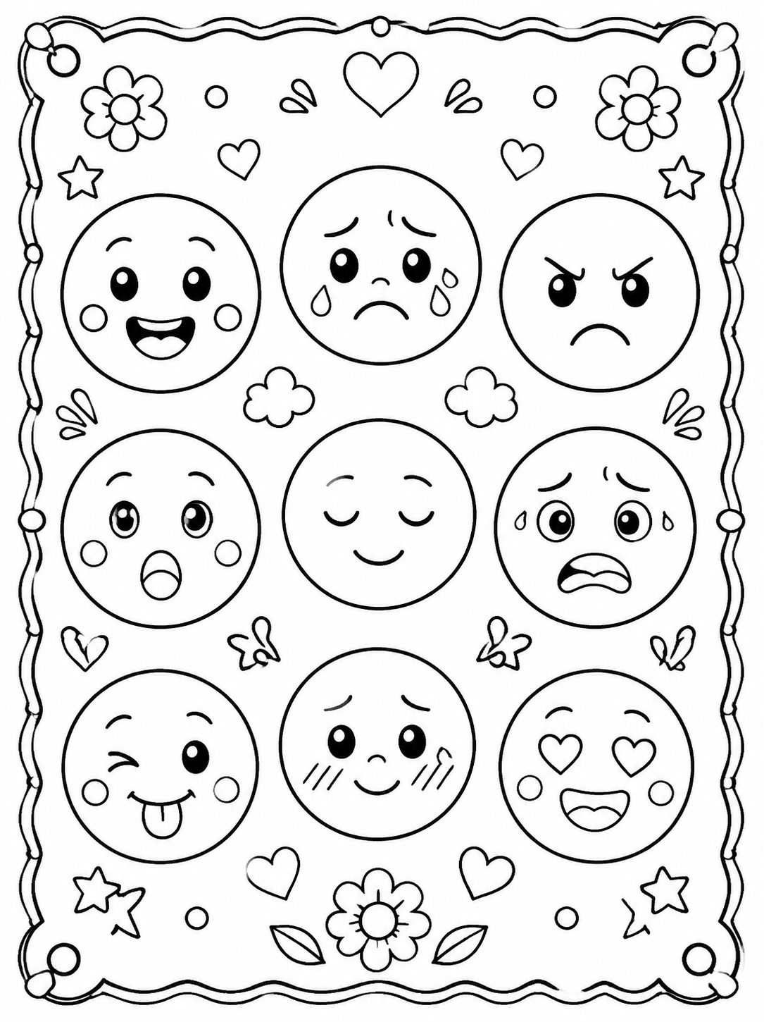 Printable emotions and feelings coloring pages sample printable line art