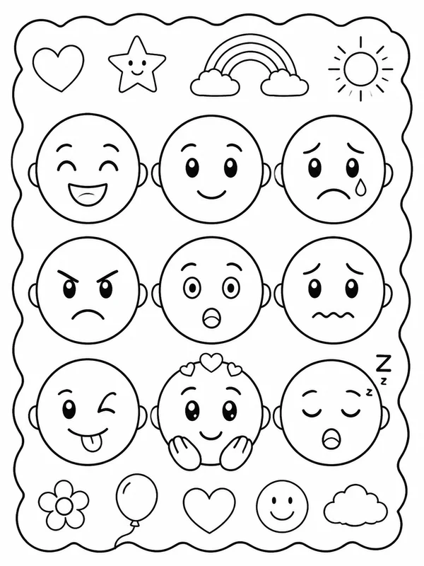 Dibujos de emociones y sentimientos para colorear 8