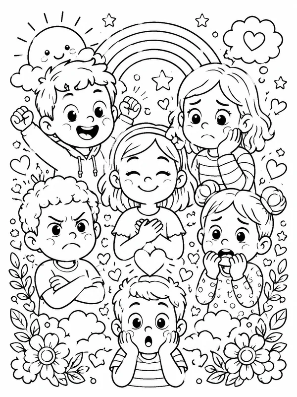 Dibujos de emociones y sentimientos para colorear 7