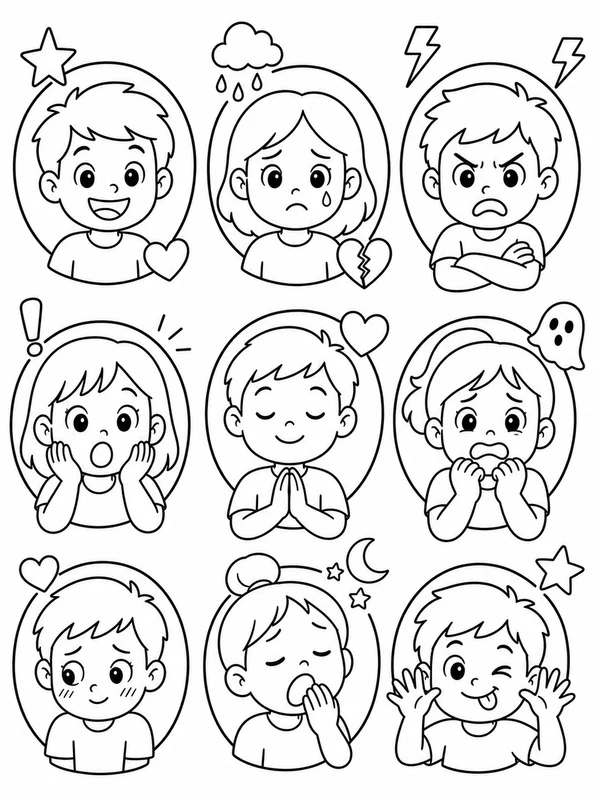Dibujos de emociones y sentimientos para colorear 1