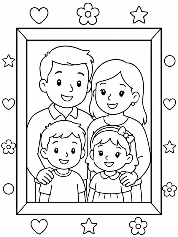 Family Photo Coloring Pages: classroom-ready family photo coloring pages activity page with simple icons and open coloring spaces
