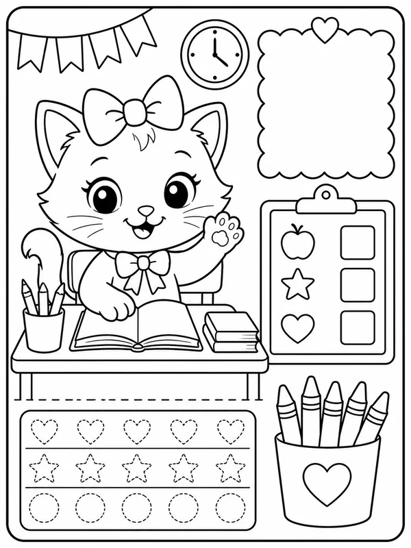 Hello Kitty printable coloring page printable line art